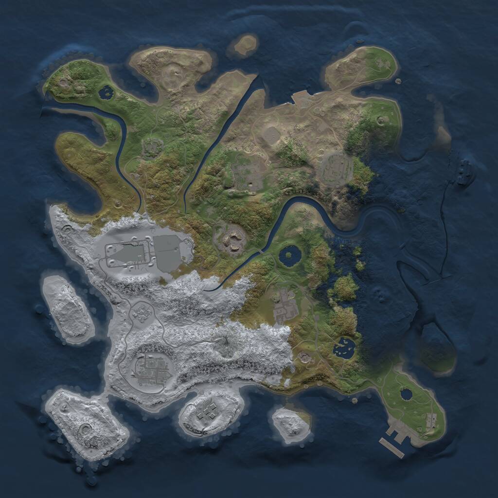 Rust Map: Procedural Map, Size: 3500, Seed: 237363134, 14 Monuments