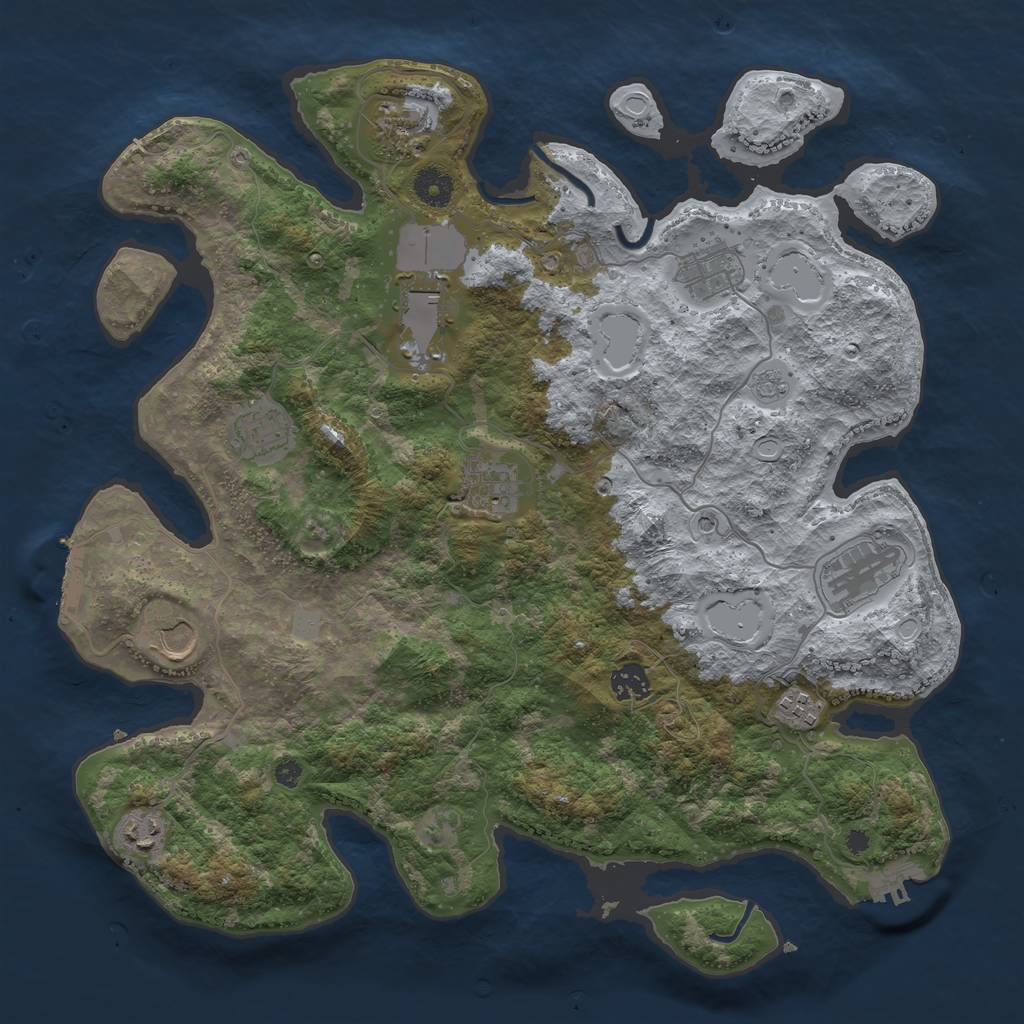 Rust Map: Procedural Map, Size: 3900, Seed: 10385, 19 Monuments