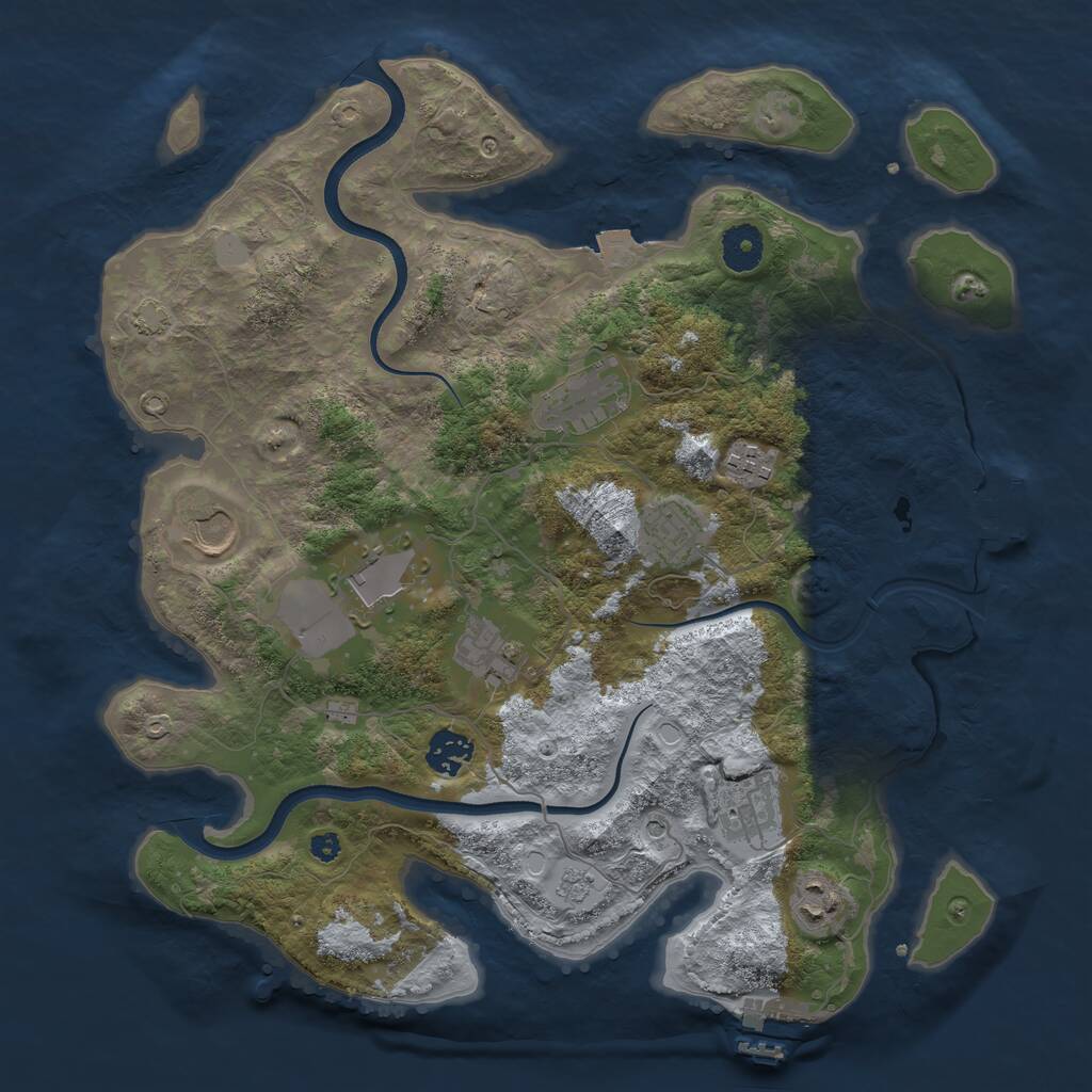 Rust Map: Procedural Map, Size: 3650, Seed: 214661651, 15 Monuments