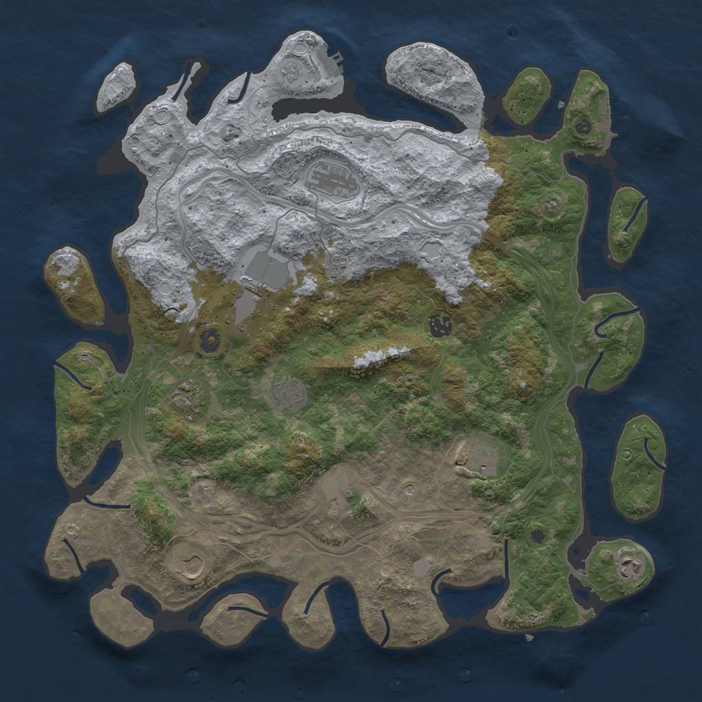 Rust Map: Procedural Map, Size: 4500, Seed: 1037994602, 19 Monuments