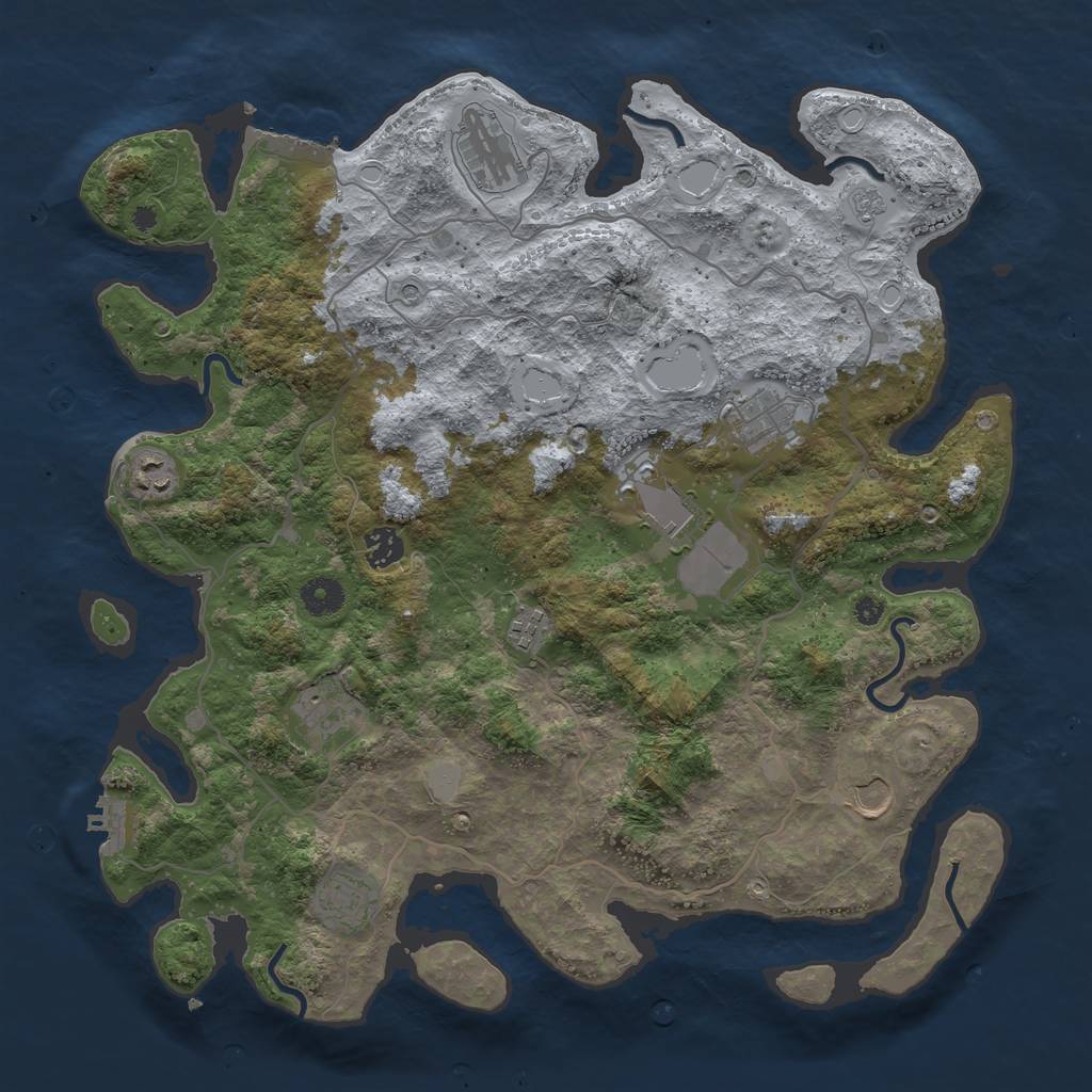Rust Map: Procedural Map, Size: 4000, Seed: 75043134, 18 Monuments