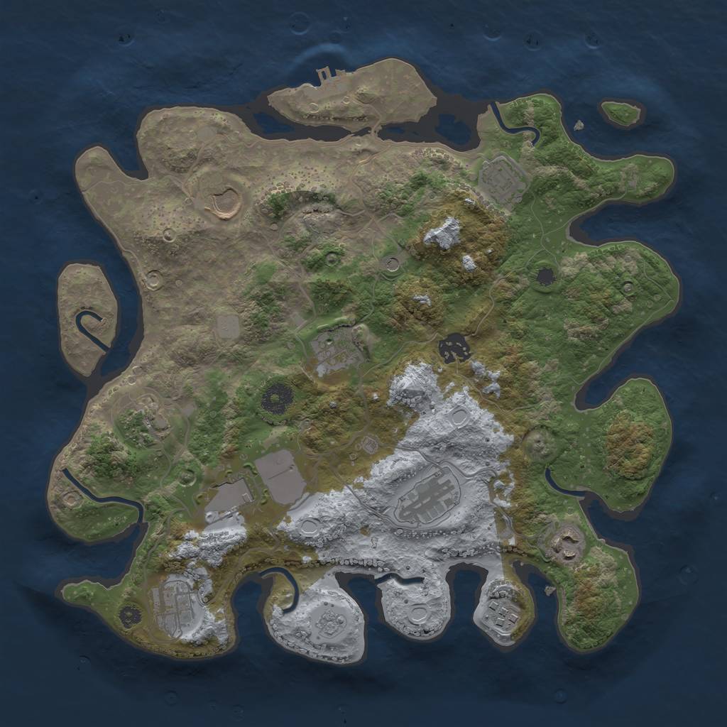 Rust Map: Procedural Map, Size: 3500, Seed: 597240229, 18 Monuments