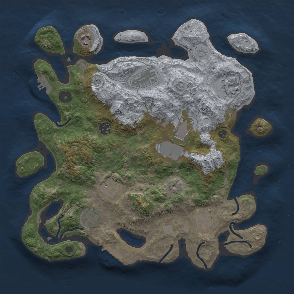 Rust Map: Procedural Map, Size: 3500, Seed: 1065418851, 17 Monuments