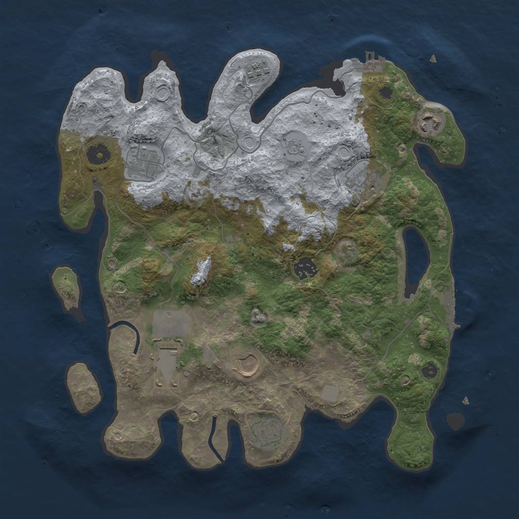Rust Map: Procedural Map, Size: 3500, Seed: 682173703, 16 Monuments