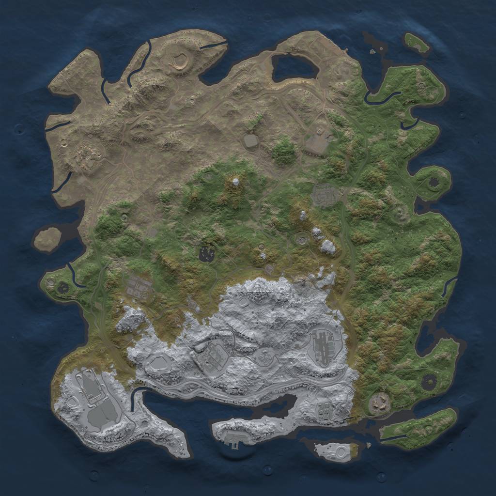 Rust Map: Procedural Map, Size: 4500, Seed: 90479497, 20 Monuments