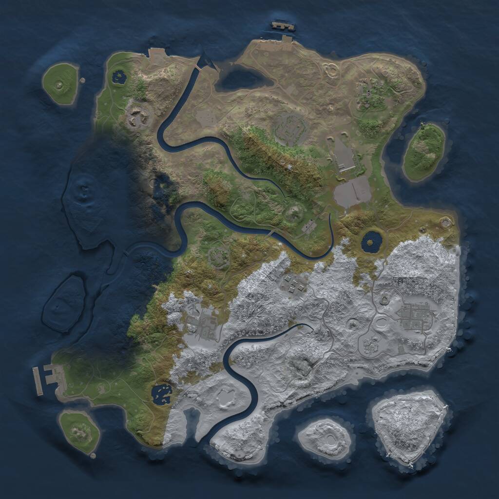 Rust Map: Procedural Map, Size: 3500, Seed: 1422895711, 14 Monuments