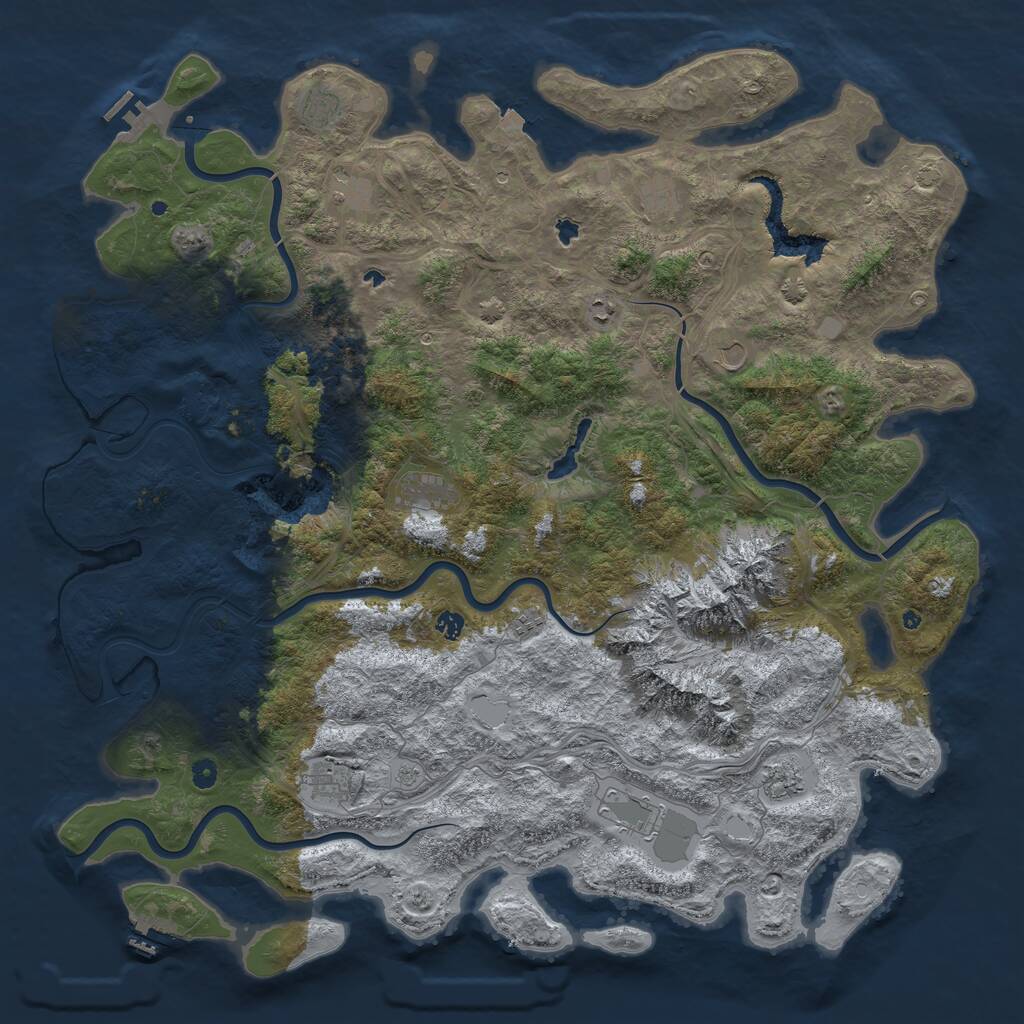 Rust Map: Procedural Map, Size: 5500, Seed: 680590221, 17 Monuments