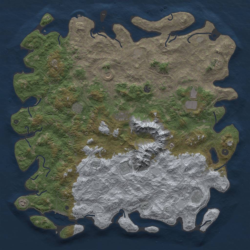 Rust Map: Procedural Map, Size: 5500, Seed: 680590221, 20 Monuments