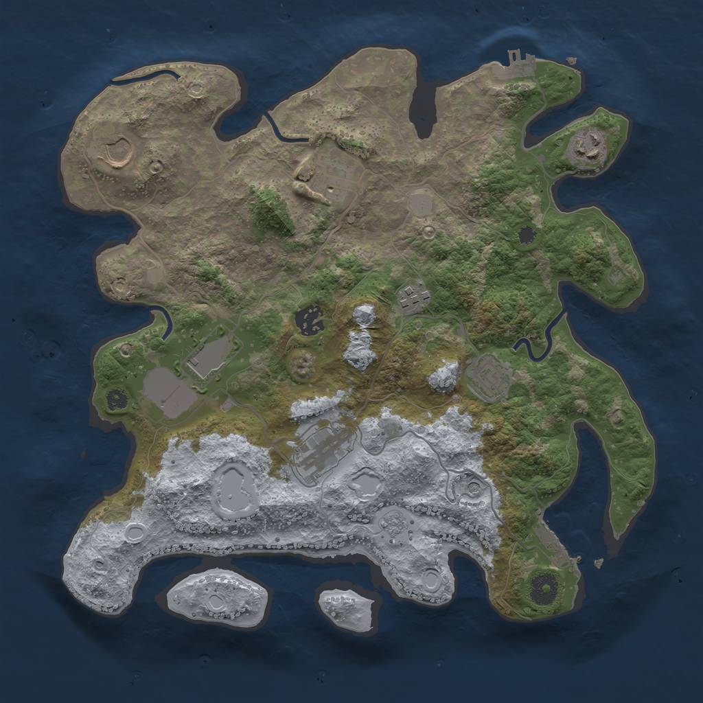 Rust Map: Procedural Map, Size: 3500, Seed: 3892541, 17 Monuments