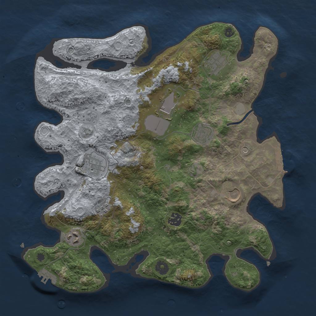 Rust Map: Procedural Map, Size: 3500, Seed: 36249, 17 Monuments