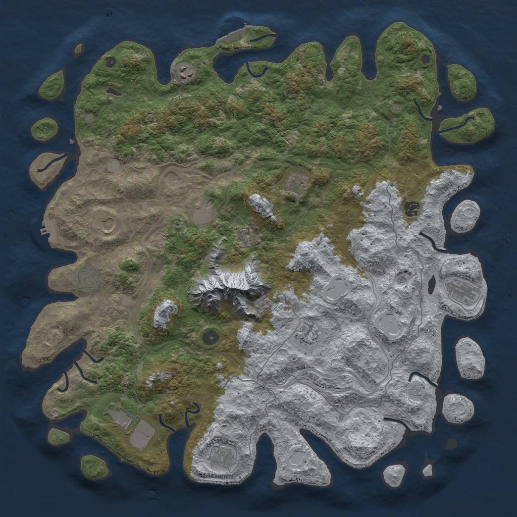 Rust Map: Procedural Map, Size: 5000, Seed: 1040596508, 20 Monuments