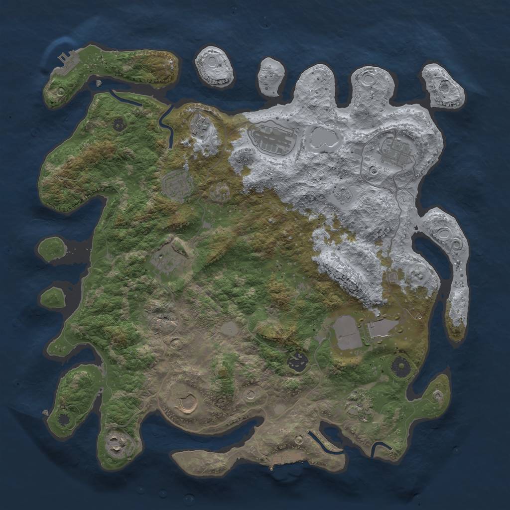 Rust Map: Procedural Map, Size: 3900, Seed: 487529354, 17 Monuments