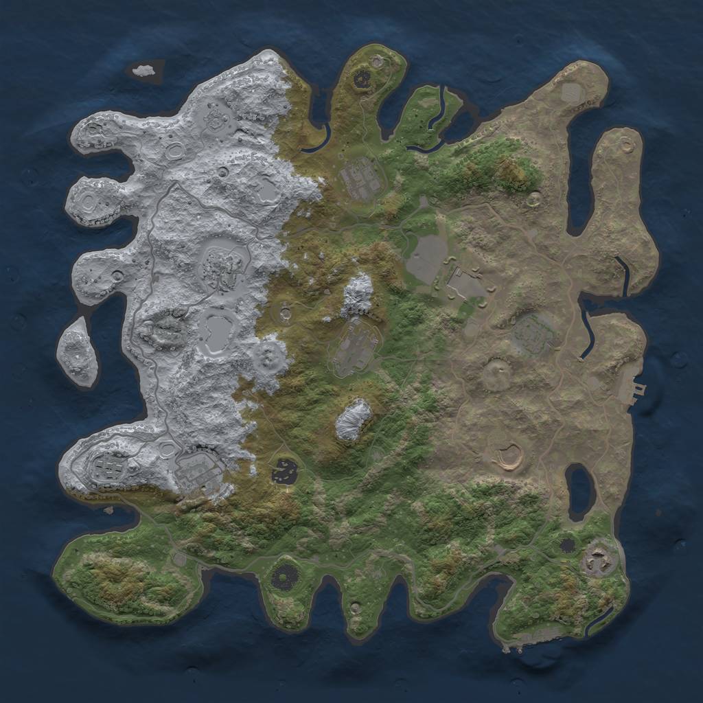 Rust Map: Procedural Map, Size: 4000, Seed: 386857615, 19 Monuments