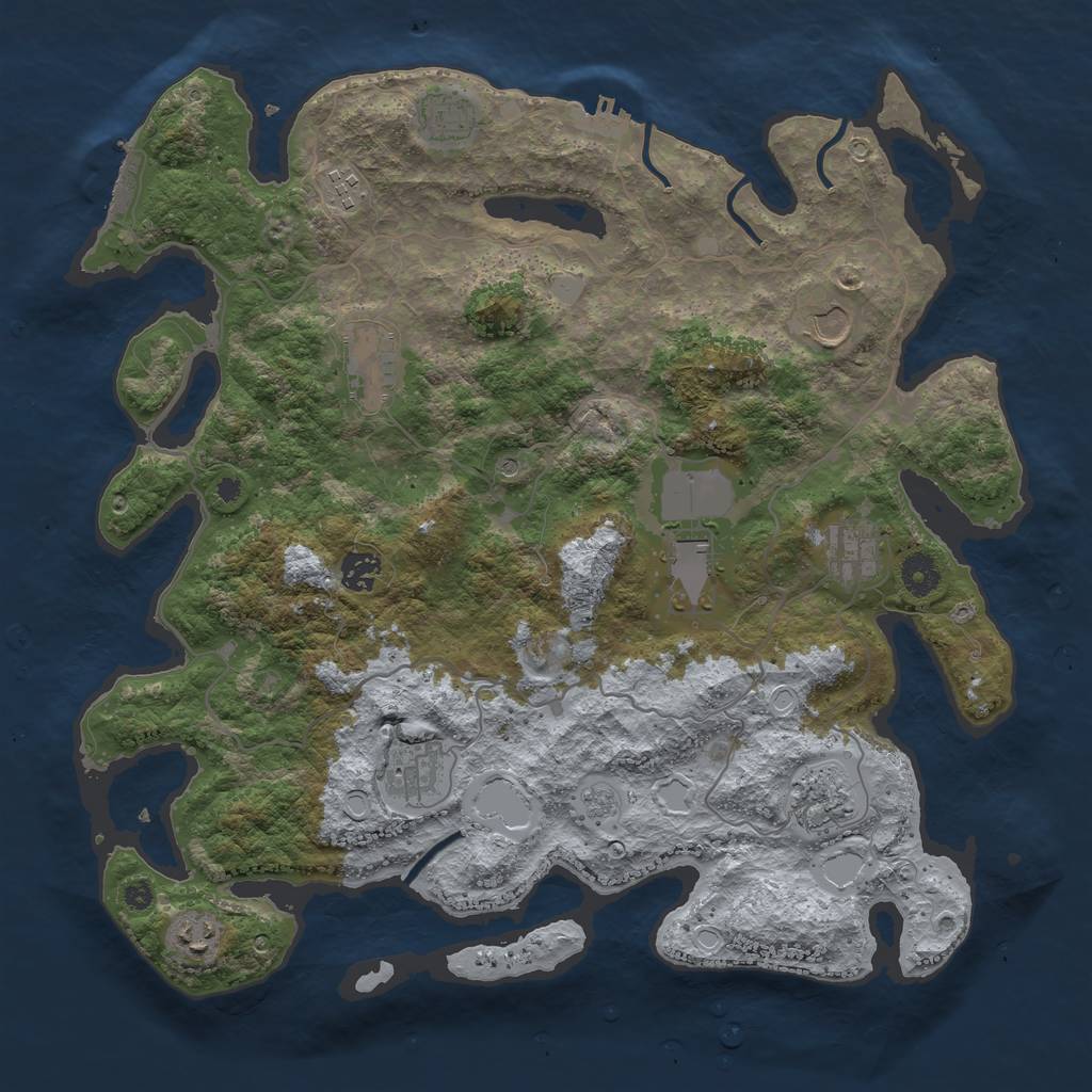 Rust Map: Procedural Map, Size: 4000, Seed: 79924569, 19 Monuments