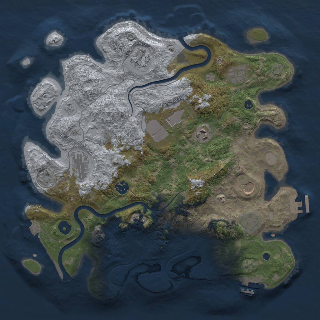 Rust Map: Procedural Map, Size: 3700, Seed: 740990300, 15 Monuments