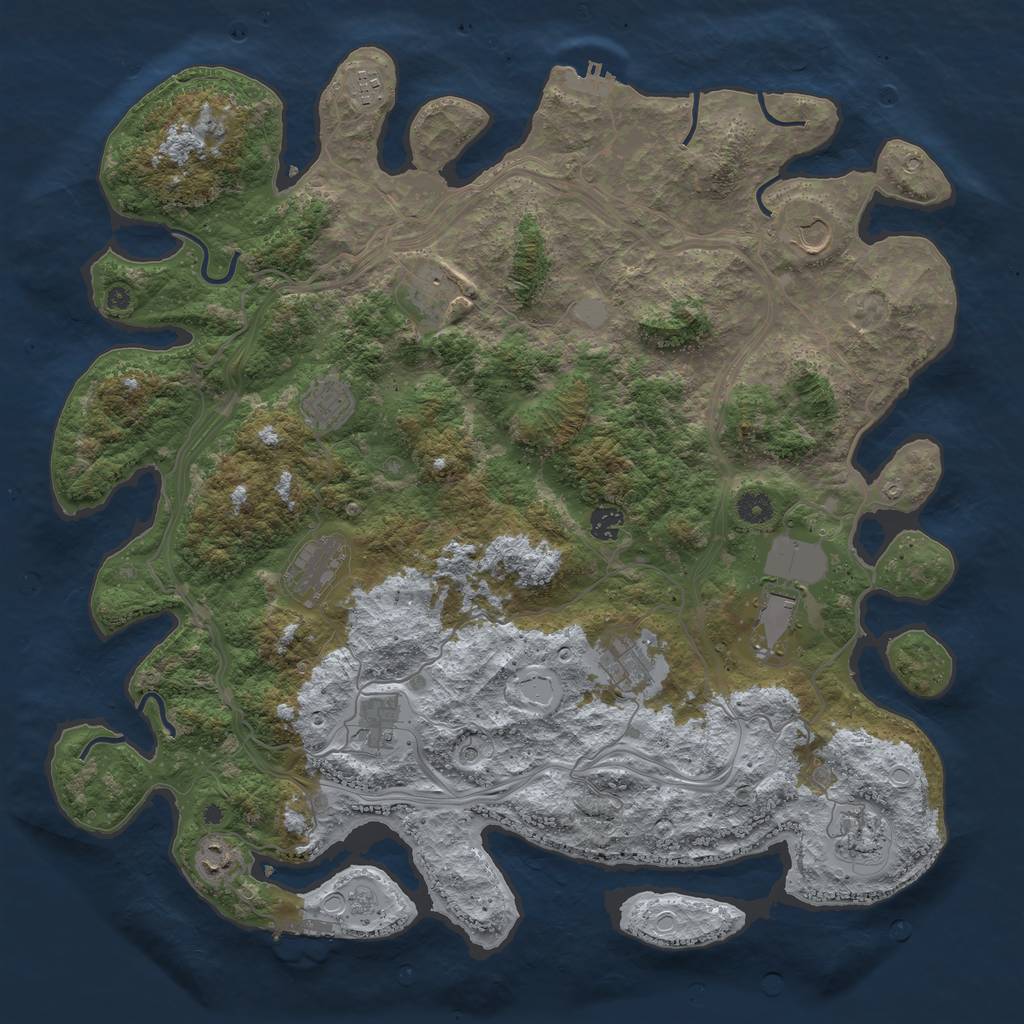 Rust Map: Procedural Map, Size: 4500, Seed: 58008, 20 Monuments