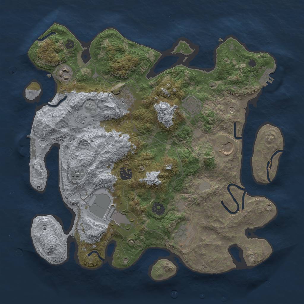Rust Map: Procedural Map, Size: 3500, Seed: 68844, 17 Monuments