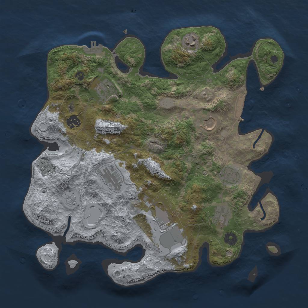 Rust Map: Procedural Map, Size: 3500, Seed: 822834462, 17 Monuments