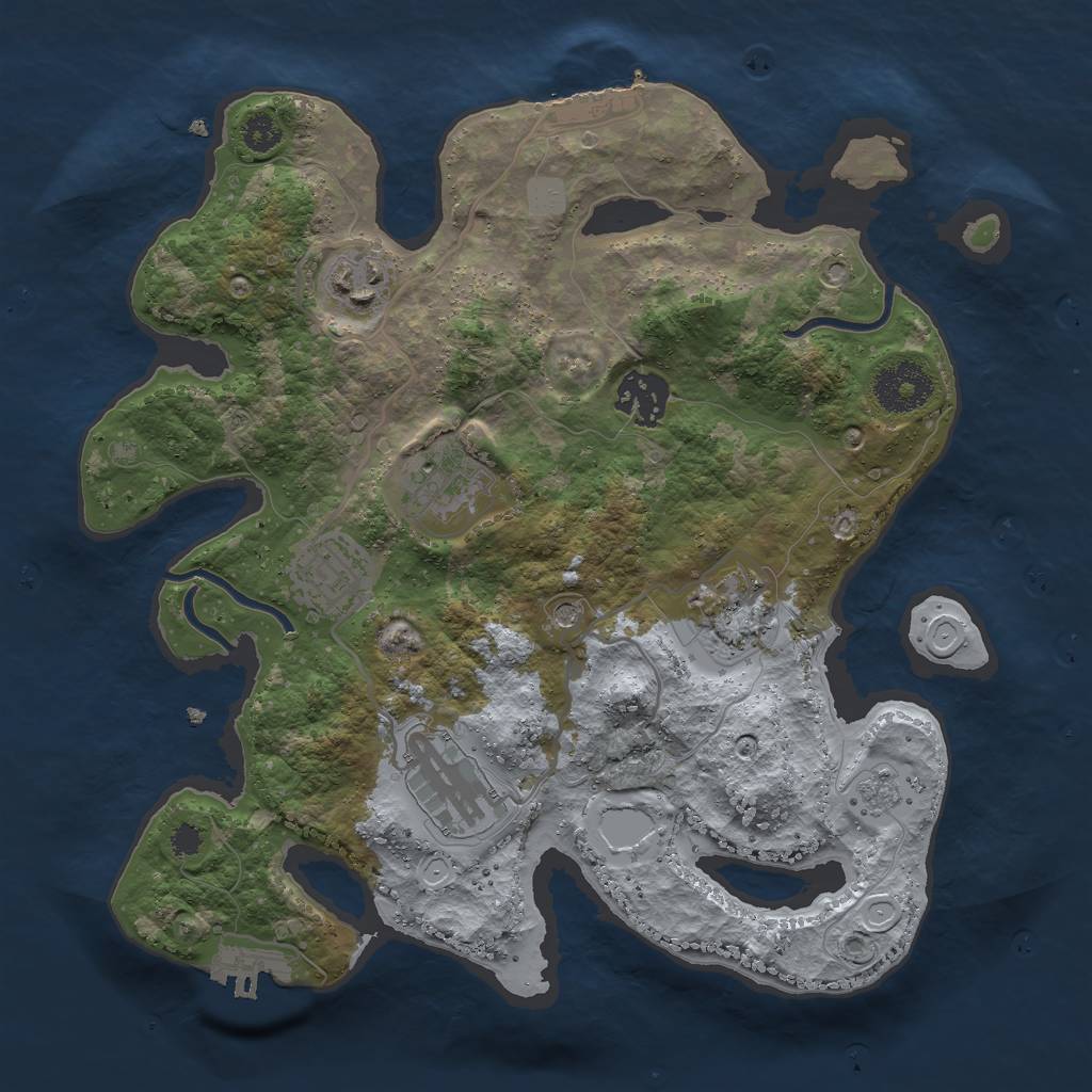 Rust Map: Procedural Map, Size: 3000, Seed: 332102267, 15 Monuments