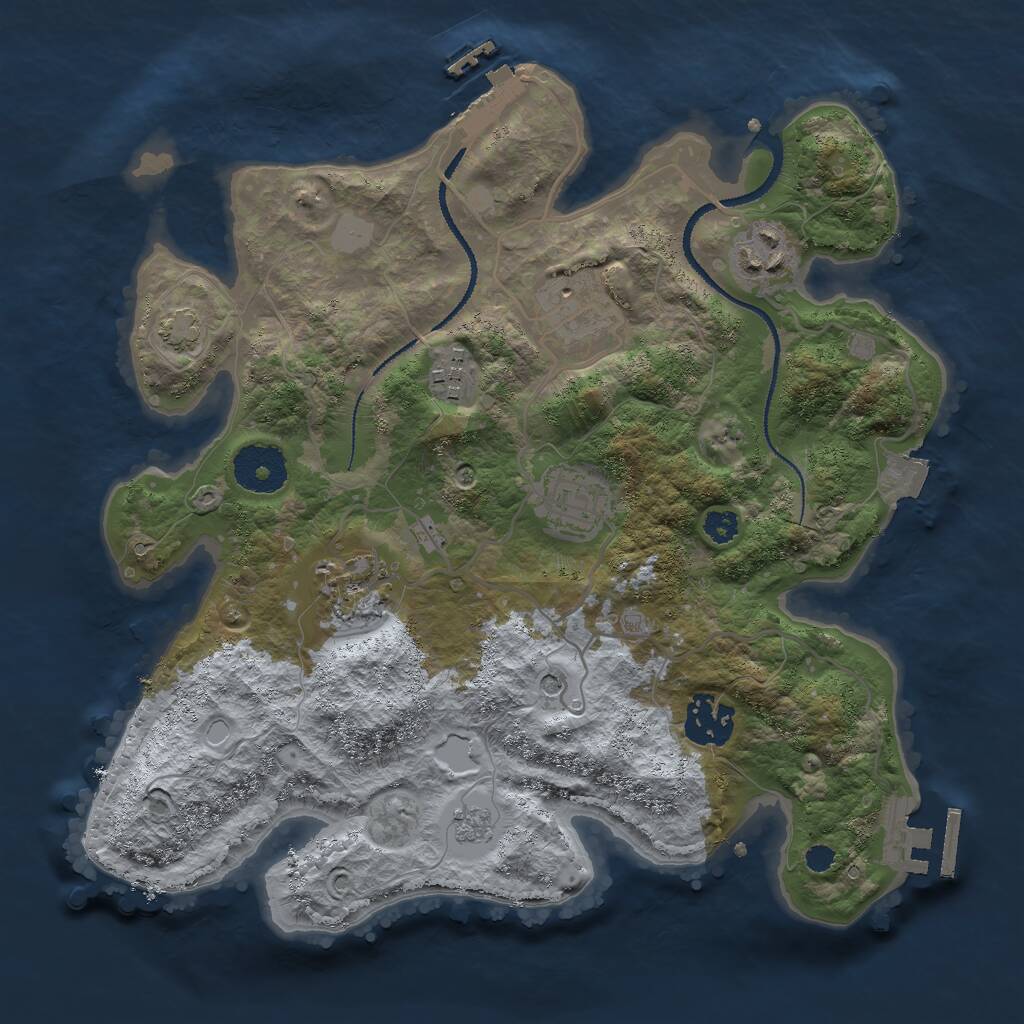 Rust Map: Procedural Map, Size: 3000, Seed: 137149630, 12 Monuments