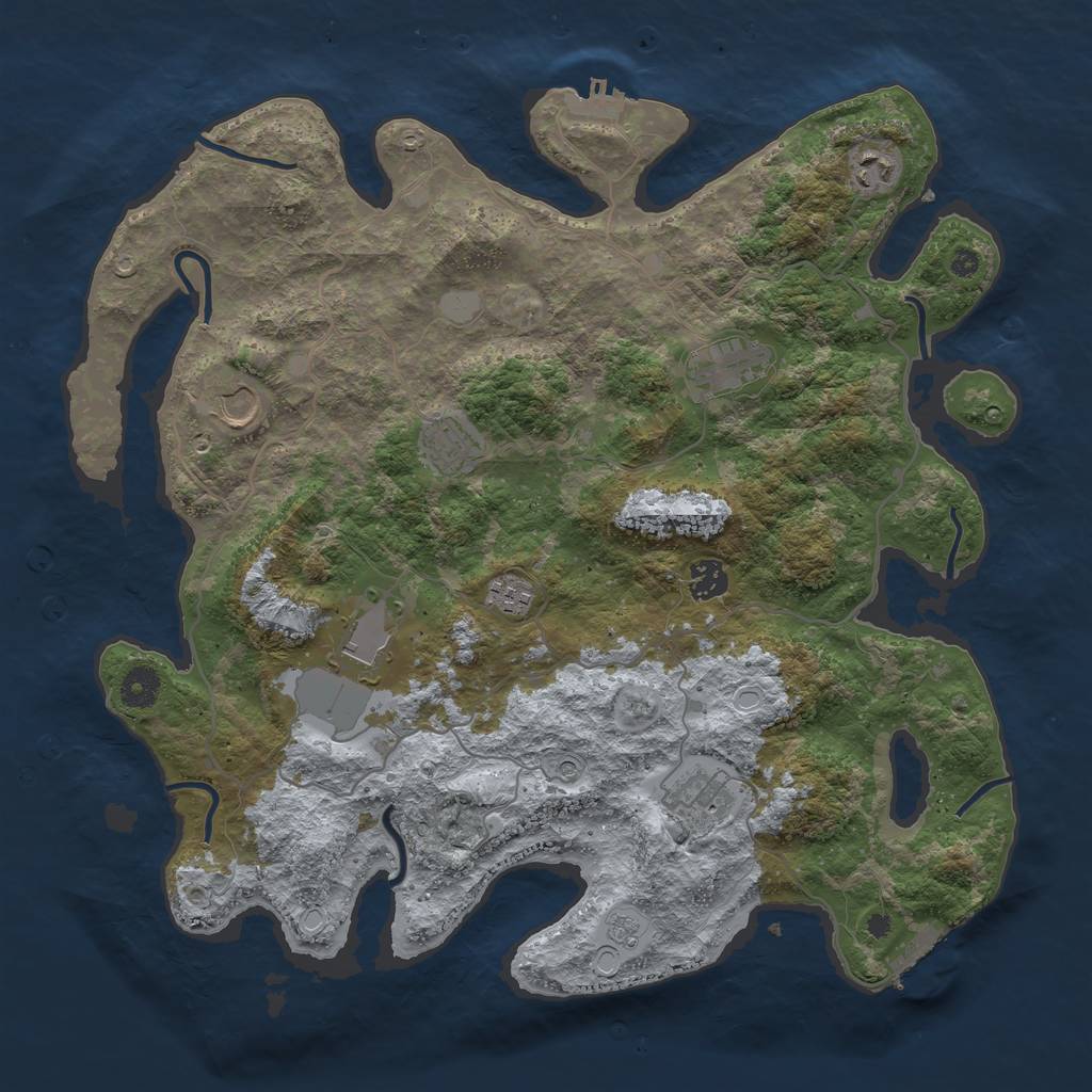 Rust Map: Procedural Map, Size: 4000, Seed: 8823138, 17 Monuments