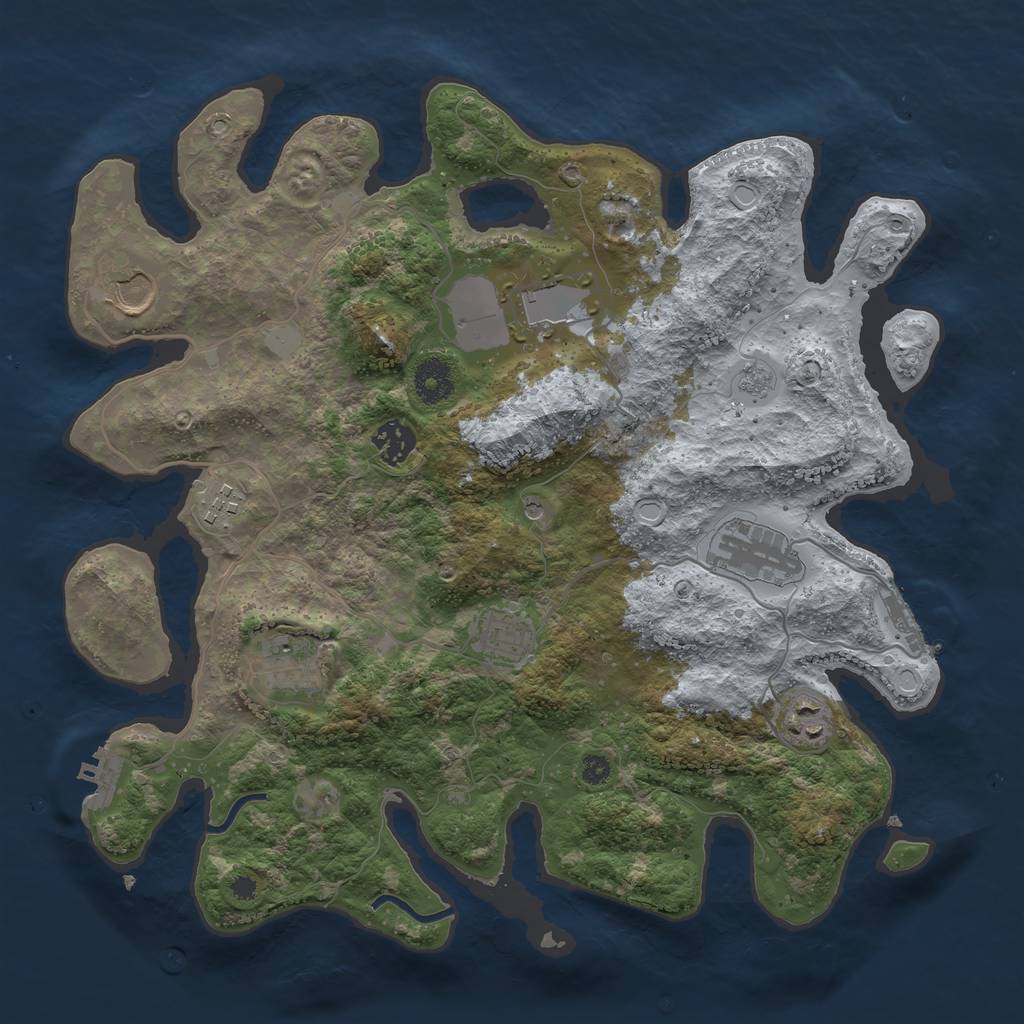 Rust Map: Procedural Map, Size: 3600, Seed: 232113883, 17 Monuments