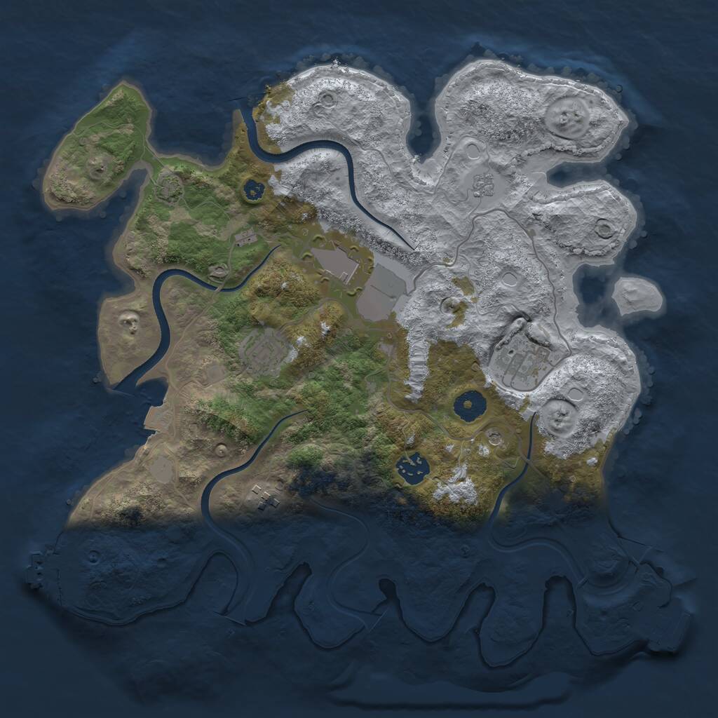 Rust Map: Procedural Map, Size: 3500, Seed: 998554272, 11 Monuments