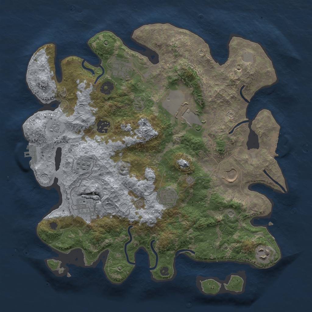 Rust Map: Procedural Map, Size: 3500, Seed: 370283198, 17 Monuments
