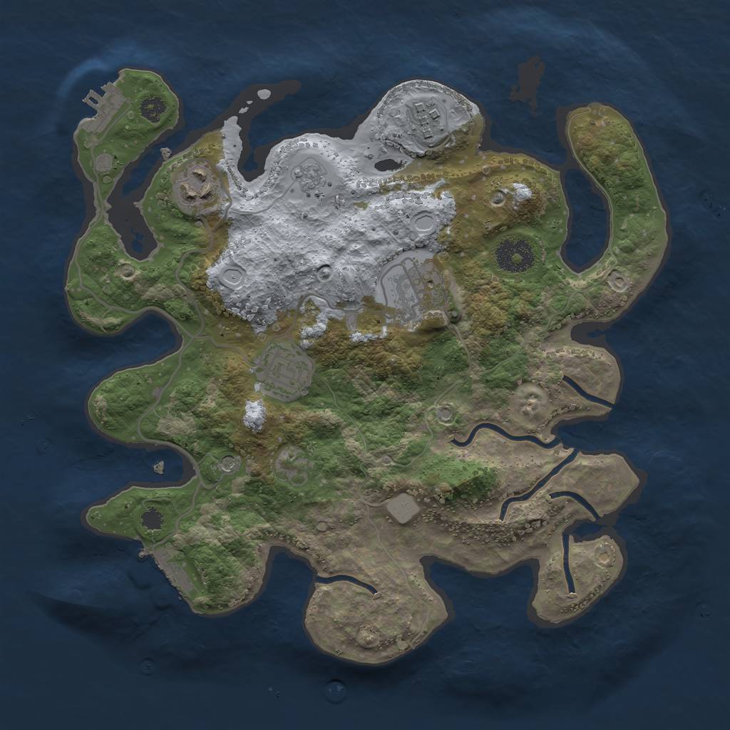 Rust Map: Procedural Map, Size: 3000, Seed: 1302643245, 13 Monuments