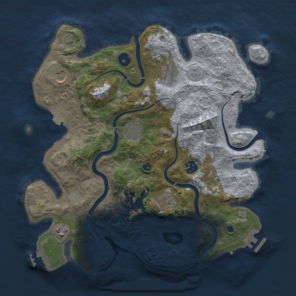 Rust Map: Procedural Map, Size: 3500, Seed: 92435405, 13 Monuments