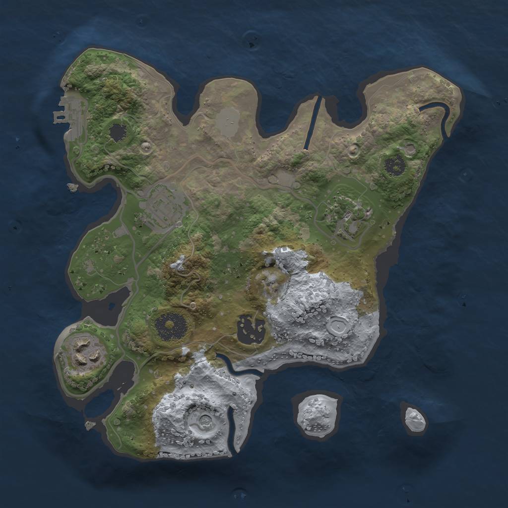 Rust Map: Procedural Map, Size: 2500, Seed: 140086160, 11 Monuments