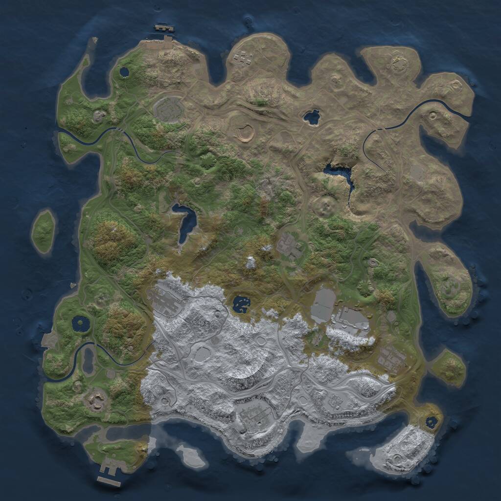 Rust Map: Procedural Map, Size: 4250, Seed: 302883911, 16 Monuments