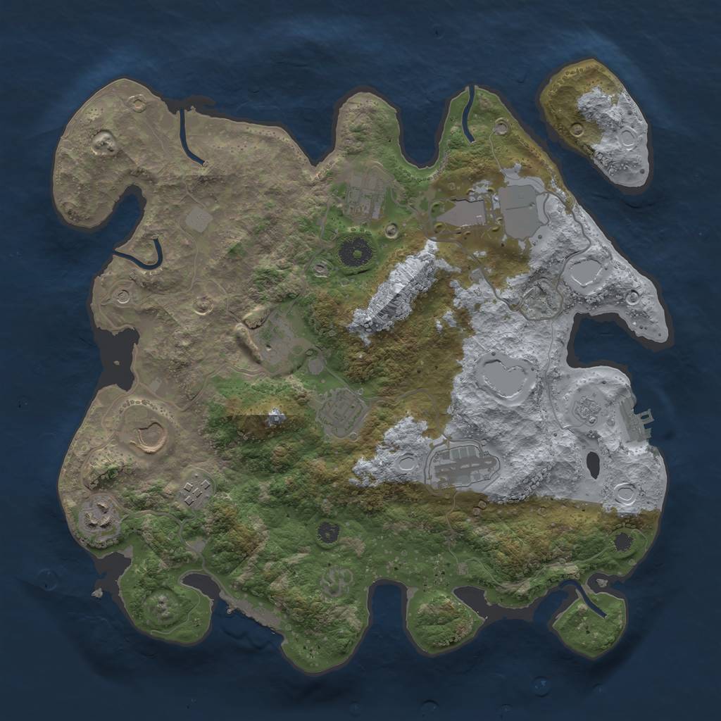 Rust Map: Procedural Map, Size: 3500, Seed: 81422337, 17 Monuments