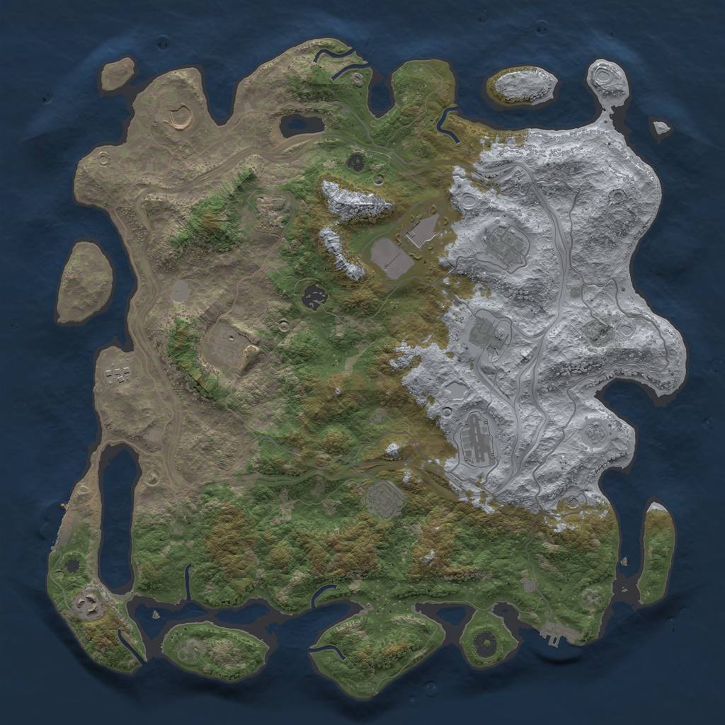 Rust Map: Procedural Map, Size: 4500, Seed: 6651, 20 Monuments