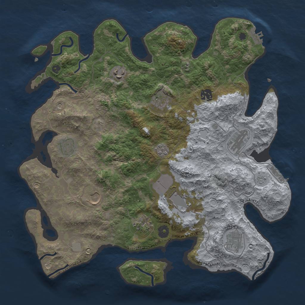 Rust Map: Procedural Map, Size: 3750, Seed: 29489201, 19 Monuments