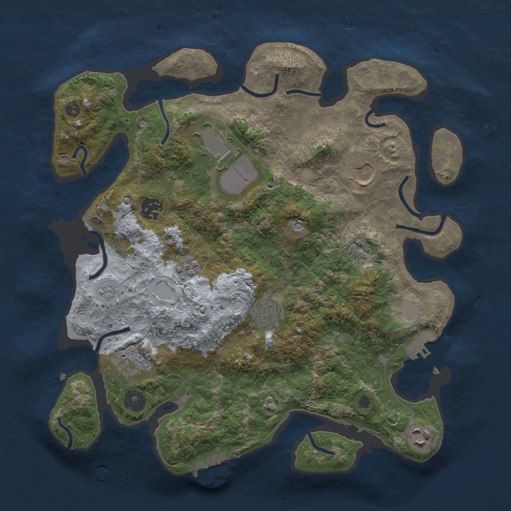 Rust Map: Procedural Map, Size: 3500, Seed: 2013, 16 Monuments