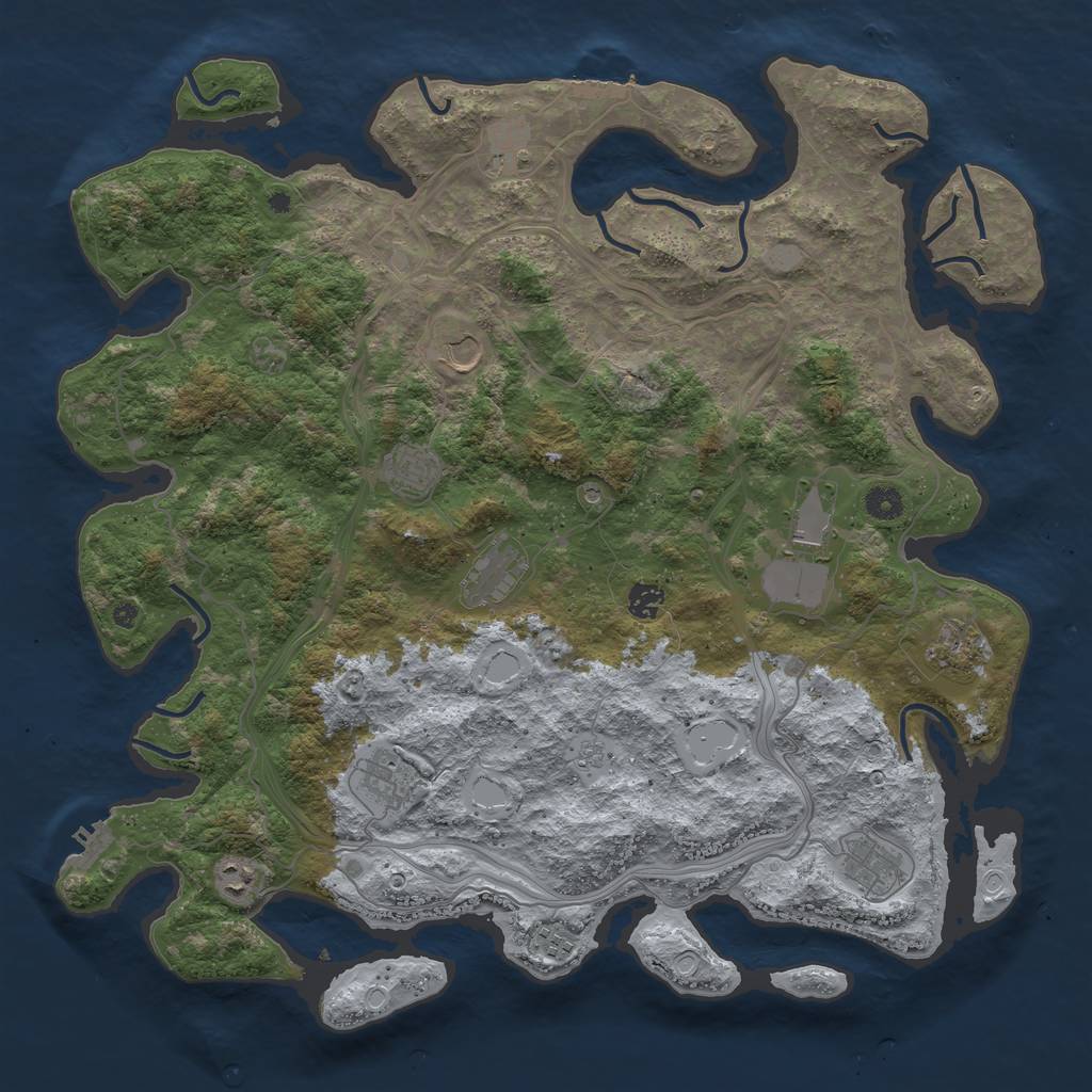Rust Map: Procedural Map, Size: 4500, Seed: 680590221, 20 Monuments