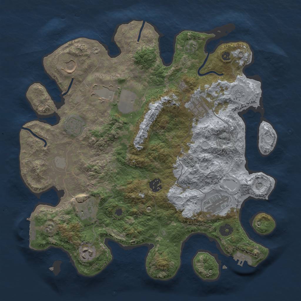 Rust Map: Procedural Map, Size: 3500, Seed: 55500370, 18 Monuments