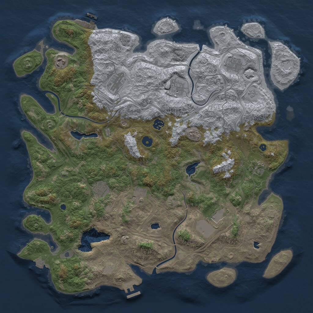 Rust Map: Procedural Map, Size: 4500, Seed: 649392850, 16 Monuments