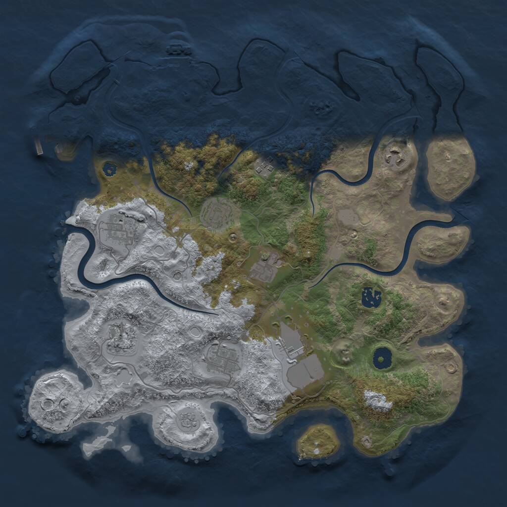 Rust Map: Procedural Map, Size: 3650, Seed: 1534771045, 14 Monuments