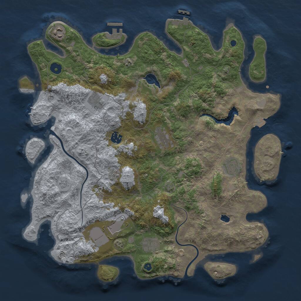 Rust Map: Procedural Map, Size: 4000, Seed: 649392840, 14 Monuments