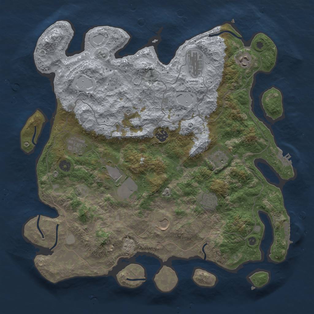 Rust Map: Procedural Map, Size: 4000, Seed: 102186683, 18 Monuments