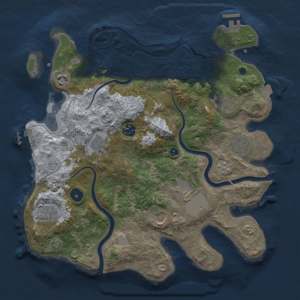 Rust Map: Procedural Map, Size: 3500, Seed: 688863478, 15 Monuments