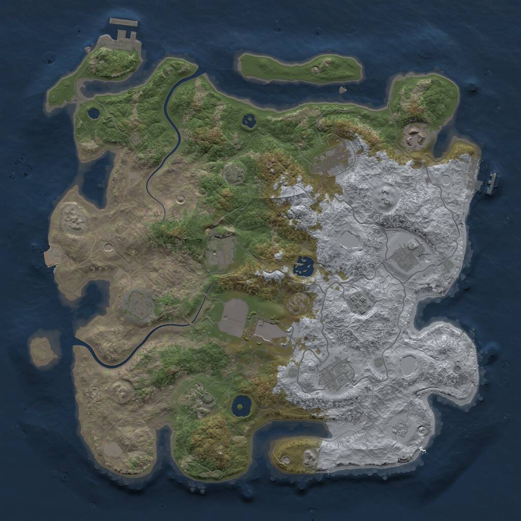 Rust Map: Procedural Map, Size: 3750, Seed: 26552499, 16 Monuments