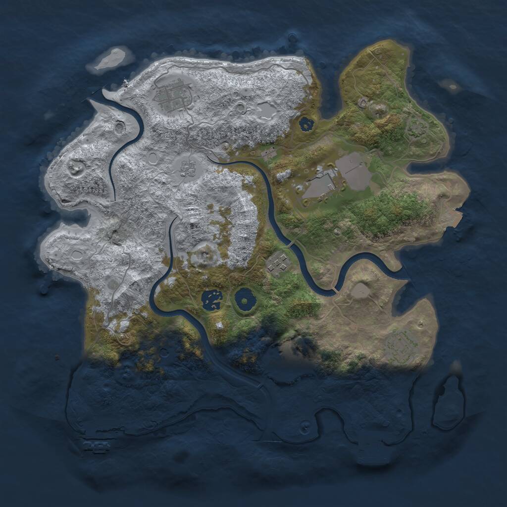 Rust Map: Procedural Map, Size: 3500, Seed: 1523171703, 12 Monuments