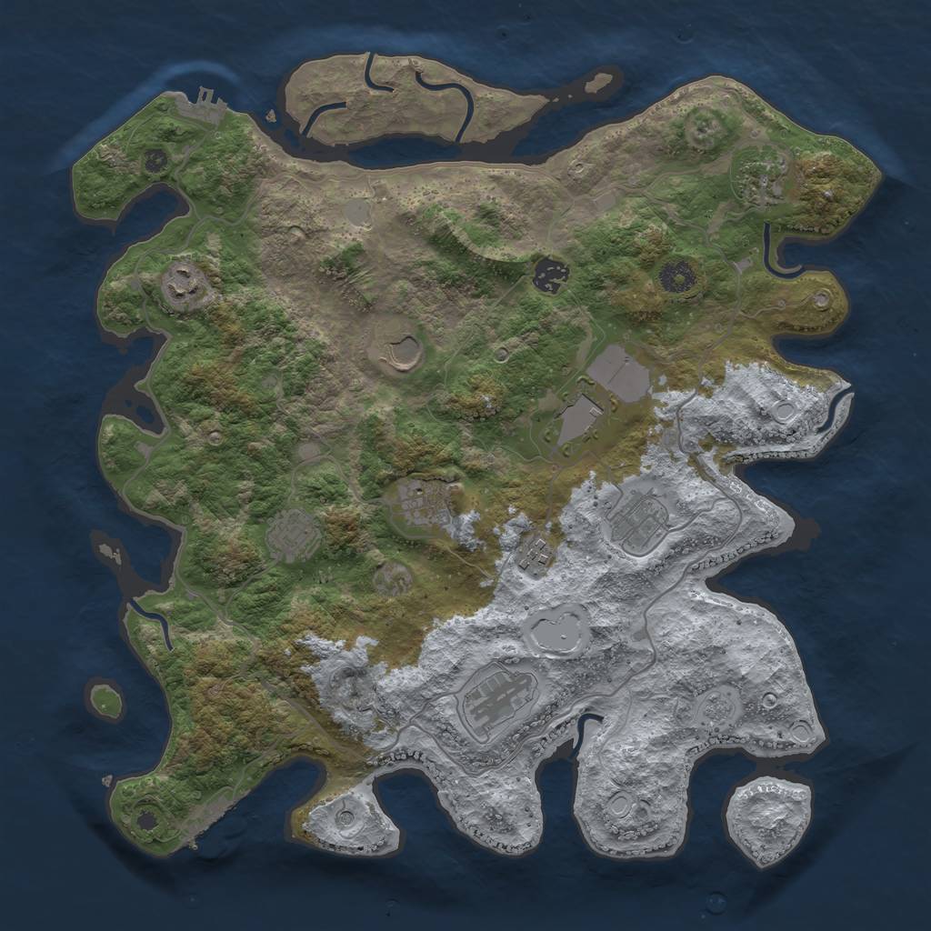 Rust Map: Procedural Map, Size: 4000, Seed: 962591, 19 Monuments