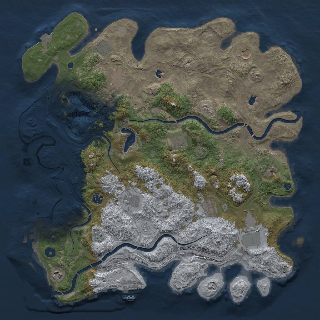 Rust Map: Procedural Map, Size: 4500, Seed: 2034278194, 17 Monuments