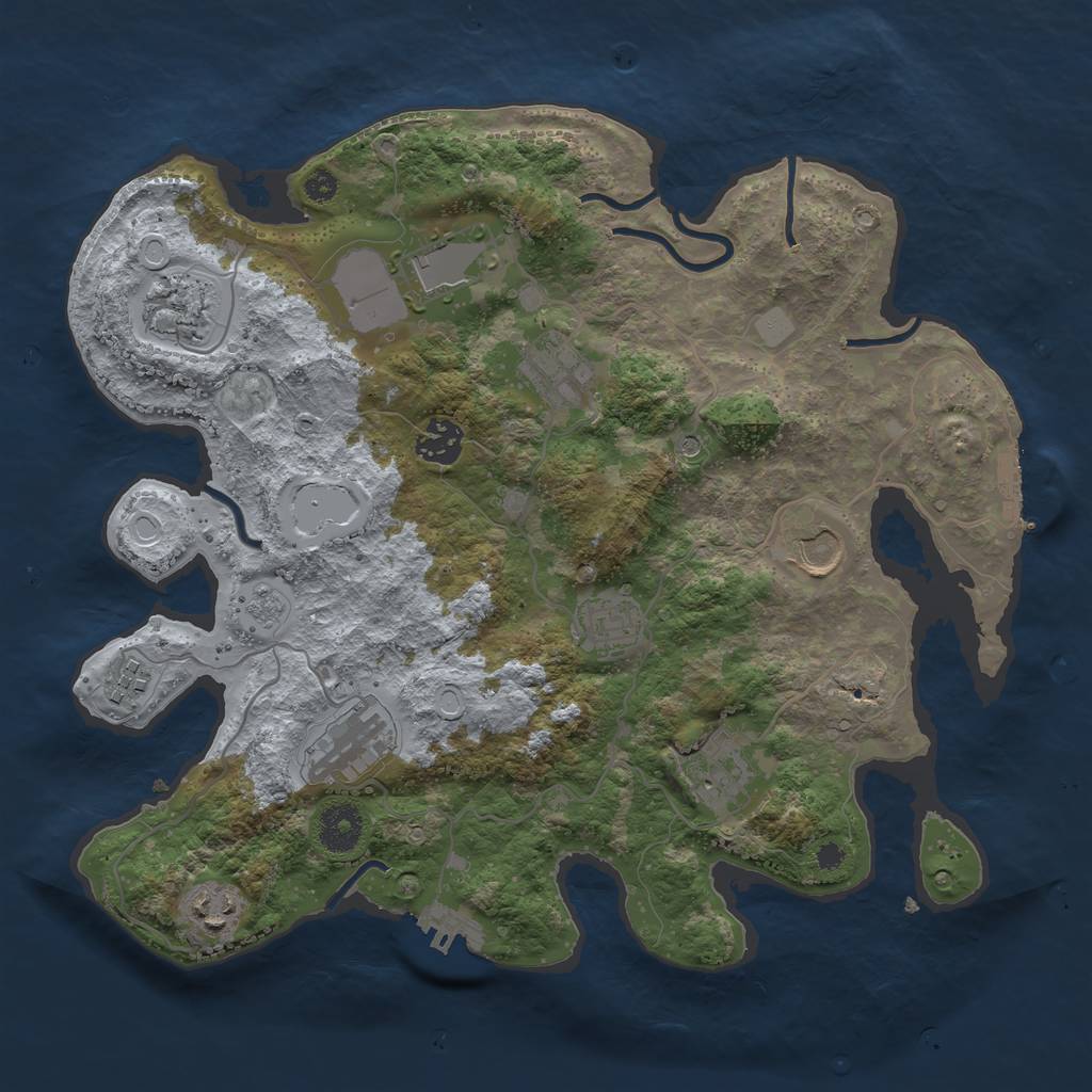 Rust Map: Procedural Map, Size: 3500, Seed: 408502869, 19 Monuments