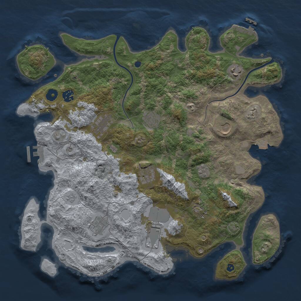 Rust Map: Procedural Map, Size: 3850, Seed: 4267176, 16 Monuments
