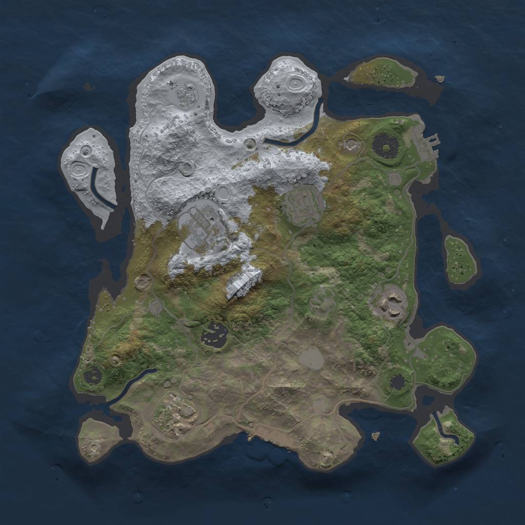 Rust Map: Procedural Map, Size: 3000, Seed: 293874, 14 Monuments